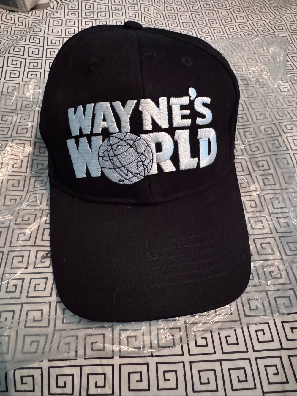 WAYNE'S WORLD Embroidered Black Baseball Hat